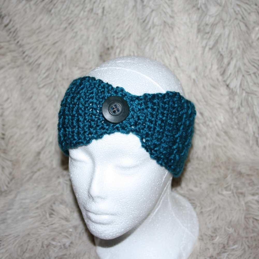 Peacock Turquoise Winter Earwarmer Head wrap